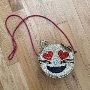 J.Crew Crewcuts Cat Emoji Glitter Purse ✨ Rare Heart Eyes Crossbody Kids Bag